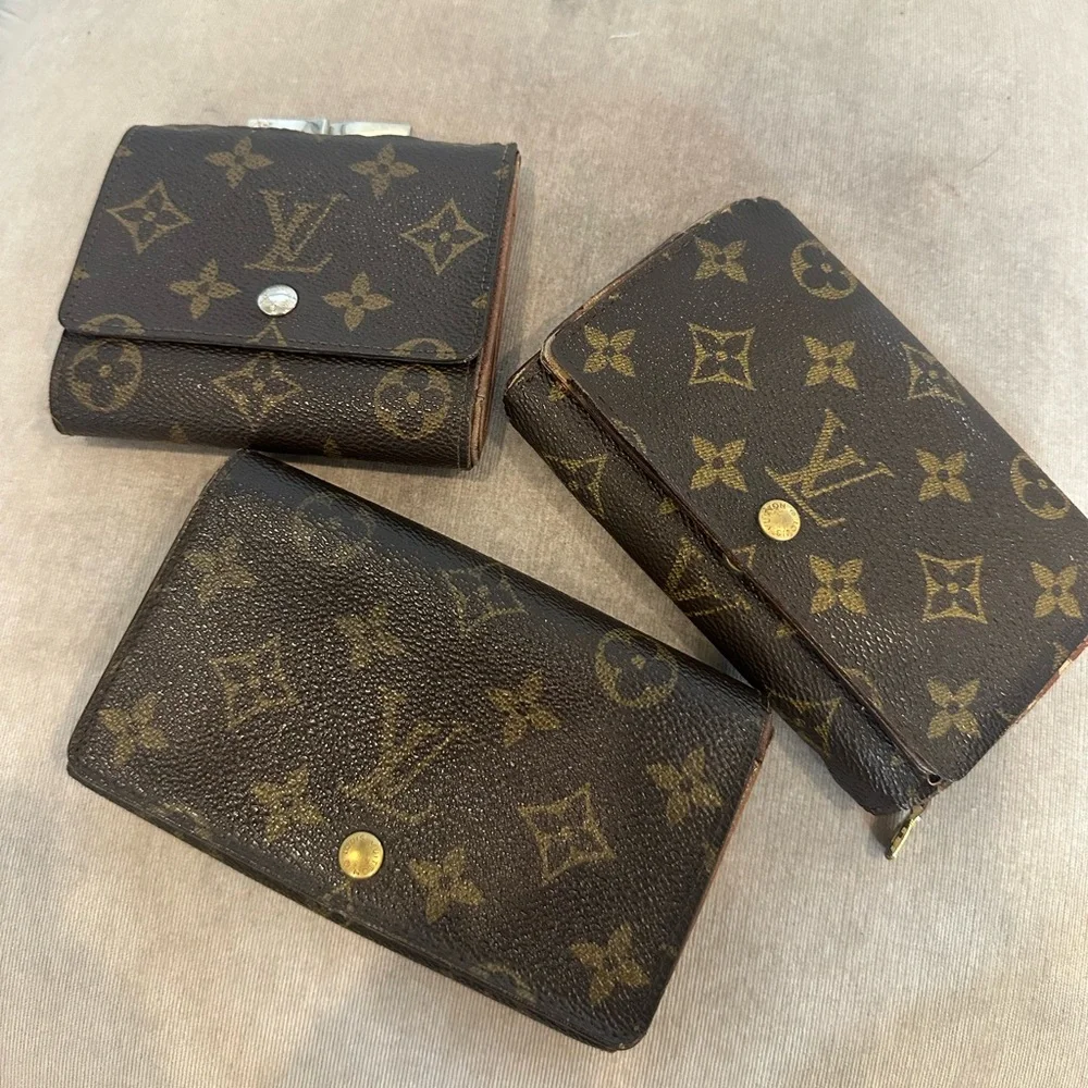 Louis Vuitton Brown and Gold Monogram Wallet Trio